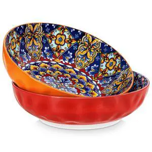 Large Serving Bowls, 78 Oz Extra Large Salad Bowls Set of 2, Bohemian Decorative Bowls for Salad, Fruit, Pasta and Dinner, Serving Dishes Set for Party, Dishwasher & Microwave SafeRed Large Serving Bowls, 78 Oz Extra Large Salad Bowls Set of 2, Bohemian Decorative Bowls for Salad, Fruit, Pasta and Dinner, Serving Dishes Set for Party, Dishwasher & Microwave SafeRed