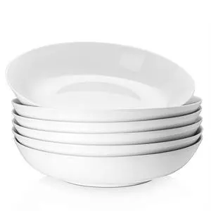 9" Pasta Bowls, 40oz Large Salad Bowls Set of 6, Wide Shallow Ceramic Bowls for Serving Soup, White Dinner Plates Set for Kitchen, Microwave Dishwasher Safe 9" Pasta Bowls, 40oz Large Salad Bowls Set of 6, Wide Shallow Ceramic Bowls for Serving Soup, White Dinner Plates Set for Kitchen, Microwave Dishwasher Safe