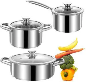 Stainless Steel pots and pans set, 6 Piece Nonstick Induction Kitchen Cookware Set, Works with Induction/Electric and Gas Cooktops, Nonstick, Oven Safe, Camping Cookware Stainless Steel pots and pans set, 6 Piece Nonstick Induction Kitchen Cookware Set, Works with Induction/Electric and Gas Cooktops, Nonstick, Oven Safe, Camping Cookware