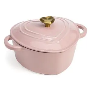Enameled Cast Iron Dutch Oven Pot with Lid, Heart-Shaped Dutch Oven, Durable Cast Iron Pot with Dual Handles, Oven Safe to 500°F, Works on All Stovetops, 2-Quart, Pink Enameled Cast Iron Dutch Oven Pot with Lid, Heart-Shaped Dutch Oven, Durable Cast Iron Pot with Dual Handles, Oven Safe to 500°F, Works on All Stovetops, 2-Quart, Pink