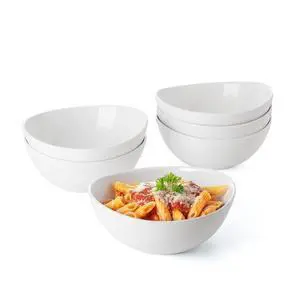 28 oz Large White Porcelain Bowls - Set of 6 Salad, Pasta, Soup & Serving Bowls, Big Ceramic Dinner Bowls 28 oz Large White Porcelain Bowls - Set of 6 Salad, Pasta, Soup & Serving Bowls, Big Ceramic Dinner Bowls