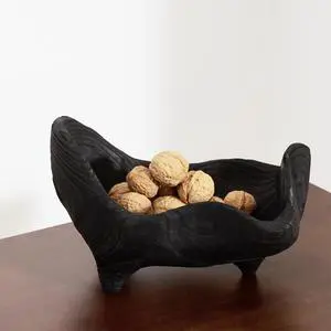 Oak Wood Black Decorative Bowl-9.25x5.51 Inch Small Bowl for Entryway Key, Fruit, Candy with feet, Boho Farmhouse Home Decor for Dining Room, Coffee Table Centerpiece Oak Wood Black Decorative Bowl-9.25x5.51 Inch Small Bowl for Entryway Key, Fruit, Candy with feet, Boho Farmhouse Home Decor for Dining Room, Coffee Table Centerpiece