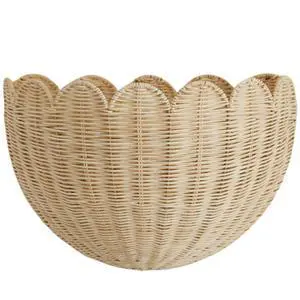 Scalloped Wicker Wall Basket - The Original - Hand Woven Basket - Scalloped Décor Wall Hanging Baskets -16" x 10" x 7"In - Hanging Wall Basket (Natural) Scalloped Wicker Wall Basket - The Original - Hand Woven Basket - Scalloped Décor Wall Hanging Baskets -16" x 10" x 7"In - Hanging Wall Basket (Natural)