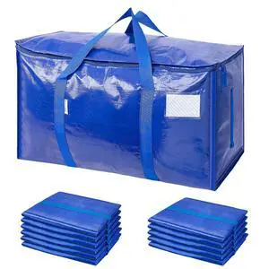 12 Pack Extra Large Moving Bags Heavy Duty with Zippers & Carrying Handles, Durable Storage Bags Moving Boxes for Closet Organizers and Storage (12 Pack, Blue) 12 Pack Extra Large Moving Bags Heavy Duty with Zippers & Carrying Handles, Durable Storage Bags Moving Boxes for Closet Organizers and Storage (12 Pack, Blue)