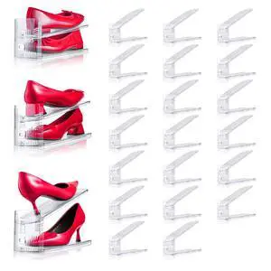 20PACK Shoe Slots Organizer for Closet,Adjustable Shoe Rack Holder Shoe Space Savers Double Layer Stack Shoe Racks for Closet Organization(Transparent) 20PACK Shoe Slots Organizer for Closet,Adjustable Shoe Rack Holder Shoe Space Savers Double Layer Stack Shoe Racks for Closet Organization(Transparent)