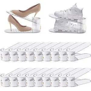 Clear 20 Pack Shoe Slot Organizer, Shoe Stacker Organizer Holders for A Pair of Shoes, Adjustable Thickening Double Layer 50% Shoe Space Saver Rack Storage for Closet (clear, 20 pack) Clear 20 Pack Shoe Slot Organizer, Shoe Stacker Organizer Holders for A Pair of Shoes, Adjustable Thickening Double Layer 50% Shoe Space Saver Rack Storage for Closet (clear, 20 pack)