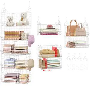 5 Tier Extra Large Closet Hanging Shelves with Divider,2 Pair Hook,16.5"L x 11.8"W x 51.4"H Closets Organizers and Storage,Clothes Organizer Clothing Sweaters Shoes Handbags Clutches Accessories-White 5 Tier Extra Large Closet Hanging Shelves with Divider,2 Pair Hook,16.5"L x 11.8"W x 51.4"H Closets Organizers and Storage,Clothes Organizer Clothing Sweaters Shoes Handbags Clutches Accessories-White