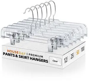 50 Pack Skirt Hangers Pant Hangers with Clips, Clear Plastic Hangers for Pants, Skirts, Shorts, Versatile Use Clip Hanger, Retail Hanger 50 Pack Skirt Hangers Pant Hangers with Clips, Clear Plastic Hangers for Pants, Skirts, Shorts, Versatile Use Clip Hanger, Retail Hanger