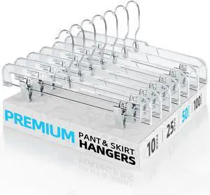 50 Pack 14 inch Clear Plastic Pants Hangers with Clips, Skirt Hangers, Clip Hangers for Pants, Trouser Bulk Plastic Pant Hangers 50 Pack 14 inch Clear Plastic Pants Hangers with Clips, Skirt Hangers, Clip Hangers for Pants, Trouser Bulk Plastic Pant Hangers