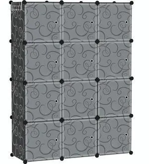 Cube Storage Organizer with Doors, 12-Cube Shelves, Closet Cabinet, DIY Plastic Modular Bookshelf Ideal for Bedroom, Living Room, 36.6L x 12.4W x 48.4H Black USHS3012B-DOOR Cube Storage Organizer with Doors, 12-Cube Shelves, Closet Cabinet, DIY Plastic Modular Bookshelf Ideal for Bedroom, Living Room, 36.6L x 12.4W x 48.4H Black USHS3012B-DOOR