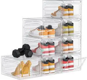 Shoe Storage, 8 Pack Shoe Organizer Clear Hard Plastic Shoe Box, Shoe Boxes Clear Plastic Stackable, Shoe Boxes with Lids for Size 13 Shoe Storage, 8 Pack Shoe Organizer Clear Hard Plastic Shoe Box, Shoe Boxes Clear Plastic Stackable, Shoe Boxes with Lids for Size 13