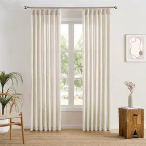 Linen Pinch Pleated Curtains 90 Inches Long Set of 2, 42 Inch Wide Semi Sheer Light Filtering Drapes for Bedroom Living Room Home Decor,Back Tab Panels with Hooks,W42 x L90,Natural Color Linen Pinch Pleated Curtains 90 Inches Long Set of 2, 42 Inch Wide Semi Sheer Light Filtering Drapes for Bedroom Living Room Home Decor,Back Tab Panels with Hooks,W42 x L90,Natural Color