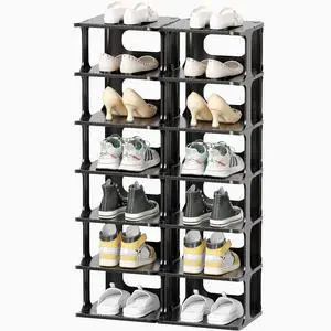 14 Tier Vertical Black Shoe Rack for Front Door Entrance - Tall Shoe Organizer for Small Spaces, Closet Narrow Small Shoe Shelf Cabinet Free Standing Racks Holder Stand 14 Tier Vertical Black Shoe Rack for Front Door Entrance - Tall Shoe Organizer for Small Spaces, Closet Narrow Small Shoe Shelf Cabinet Free Standing Racks Holder Stand