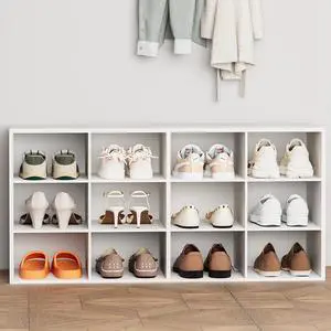 12-Cubby Shoe Rack, 3-Tier Wood Shoe Organizer, Multifunctional Shoe Organizer Bench for Entryway, Mudroom, Hallway, Closet,36.22 * 11.81 * 17.72 Inch,White 12-Cubby Shoe Rack, 3-Tier Wood Shoe Organizer, Multifunctional Shoe Organizer Bench for Entryway, Mudroom, Hallway, Closet,36.22 * 11.81 * 17.72 Inch,White