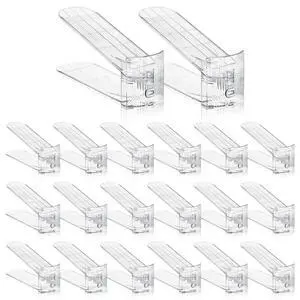 Clear Shoe Slot Organizer, 20 Pack Adjustable Shoe Slots Organizer for Closet Clear Shoe Stackers Shoe Rack Holder Shoe Space Savers for A Pair of Shoes(Transparent) Clear Shoe Slot Organizer, 20 Pack Adjustable Shoe Slots Organizer for Closet Clear Shoe Stackers Shoe Rack Holder Shoe Space Savers for A Pair of Shoes(Transparent)