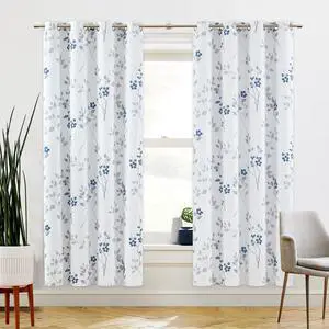 Floral 100% Blackout Curtains 72 Inches Long 2 Panels for Bedroom Living Room Blue Grey and White Flower Patterned Room Darkening Thermal Soundproof Grommet Window Treatments Drapes, 52X72 Floral 100% Blackout Curtains 72 Inches Long 2 Panels for Bedroom Living Room Blue Grey and White Flower Patterned Room Darkening Thermal Soundproof Grommet Window Treatments Drapes, 52X72