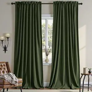 Olive Green Velvet Curtains Thermal Insulated Blackout Curtain for Bedroom Window Living Room Darkening Luxury Vintage 84 Inches Long Heavy Drapes Panels Rod Pocket Set of 2 Olive Green Velvet Curtains Thermal Insulated Blackout Curtain for Bedroom Window Living Room Darkening Luxury Vintage 84 Inches Long Heavy Drapes Panels Rod Pocket Set of 2
