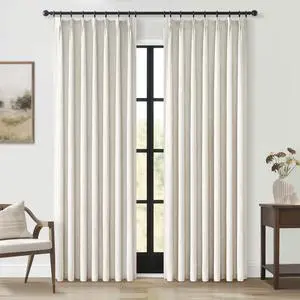 90 Inches Long Full Blackout Linen Curtains for Bedroom, Pinch Pleated Sound Block Curtains, Oatmeal Decorative Elegant Farmhouse Lined Drapes 2 Panels Set for Living Room Sliding Door 90 Inches Long Full Blackout Linen Curtains for Bedroom, Pinch Pleated Sound Block Curtains, Oatmeal Decorative Elegant Farmhouse Lined Drapes 2 Panels Set for Living Room Sliding Door