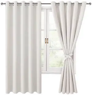 Room Darkening Curtains for Bedroom, 60 x 72 Inches - Thermal Insulated & Light Blocking Window Drapes for Living Room/Dorm Room, Set of 2 Panels Sewn with Tiebacks, Ivory Room Darkening Curtains for Bedroom, 60 x 72 Inches - Thermal Insulated & Light Blocking Window Drapes for Living Room/Dorm Room, Set of 2 Panels Sewn with Tiebacks, Ivory