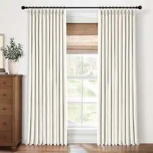 Natural Linen Pinch Pleated Curtains Blackout, 100% Black Out Curtains 96 inch Long for Bedroom, Blackout Thermal Insulated Pinch Pleated Drapes for Living Room, 40" W x 96" L, 2 Panels Set Natural Linen Pinch Pleated Curtains Blackout, 100% Black Out Curtains 96 inch Long for Bedroom, Blackout Thermal Insulated Pinch Pleated Drapes for Living Room, 40" W x 96" L, 2 Panels Set