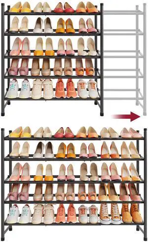 Expandable Shoe Rack for Closet 5 Tier, 29-41Adjustable & Stackable Shoe Shelf Storage, Metal Shoe Rack Organizer for Front Door Entrance, Closet, Garage, Entryway, Black Expandable Shoe Rack for Closet 5 Tier, 29-41Adjustable & Stackable Shoe Shelf Storage, Metal Shoe Rack Organizer for Front Door Entrance, Closet, Garage, Entryway, Black