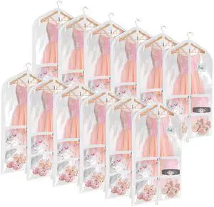 Clear PVC Dance Costume Bags (12 Pack) Garment Bag 40 Inch for Dance Competitions, with 4 Medium Clear Zipper Pockets and 1 Large Back Zippered Pocket (40'' x 24'' 12 Pack) Clear PVC Dance Costume Bags (12 Pack) Garment Bag 40 Inch for Dance Competitions, with 4 Medium Clear Zipper Pockets and 1 Large Back Zippered Pocket (40'' x 24'' 12 Pack)