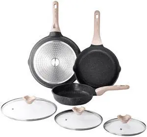 Nonstick Frying Pan Set with Lids, 3 Piece Skillet Set, Healthy Induction Cooking Pan, Stay-Cool Handle, Compatible with All Stovetops, PFOA Free (8, 9.5, 11 Inch) Nonstick Frying Pan Set with Lids, 3 Piece Skillet Set, Healthy Induction Cooking Pan, Stay-Cool Handle, Compatible with All Stovetops, PFOA Free (8, 9.5, 11 Inch)