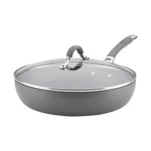 Radiance Hard Anodized Nonstick Deep Frying Pan with Lid, 12 inch Frying Pan with Lid, Deep Skillet, Gray Radiance Hard Anodized Nonstick Deep Frying Pan with Lid, 12 inch Frying Pan with Lid, Deep Skillet, Gray