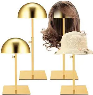 4 Pcs Hat Display Stand:adjustable 7.9-15.7inch Wigs Head Holder Stand Non Slip Stainless Steel Metal Rack for Multiple Hats Wig Storage Styling Practice(Gold,Square Base) 4 Pcs Hat Display Stand:adjustable 7.9-15.7inch Wigs Head Holder Stand Non Slip Stainless Steel Metal Rack for Multiple Hats Wig Storage Styling Practice(Gold,Square Base)
