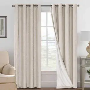 Linen 100% Blackout Curtains for Bedroom Light Blocking Curtains, Textured Curtains for Living Room 84 inch Grommet, White Liner Energy Efficient GRS Certified (2 Panels, Natural) Linen 100% Blackout Curtains for Bedroom Light Blocking Curtains, Textured Curtains for Living Room 84 inch Grommet, White Liner Energy Efficient GRS Certified (2 Panels, Natural)