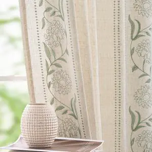 Winslow Linen Curtains for Bedroom 84 Inches Length Embroidered Bordered Floral Curtains for Living Room Farmhouse Decor Light Filtering Window Treatments Sage on Beige Drapes 2 Panels Winslow Linen Curtains for Bedroom 84 Inches Length Embroidered Bordered Floral Curtains for Living Room Farmhouse Decor Light Filtering Window Treatments Sage on Beige Drapes 2 Panels
