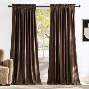 Brown Velvet Blackout Curtains 96 inches Long, Room Darkening Home Decor Light Blocking Thermal Insulated Rod Pocket Drapes for Theater and Movie Room (Set of 2, 52 x 96) Brown Velvet Blackout Curtains 96 inches Long, Room Darkening Home Decor Light Blocking Thermal Insulated Rod Pocket Drapes for Theater and Movie Room (Set of 2, 52 x 96)