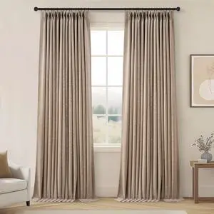 96 Inch Long Pinch Pleated Dark Linen Color Curtains,100% Blackout Thermal Insulated Natural Pinch Pleat Rustic Country Style Drapes with Hooks Rings 2 Panel Sets,Taupe Tan 8FT Window Curtains 96 Inch Long Pinch Pleated Dark Linen Color Curtains,100% Blackout Thermal Insulated Natural Pinch Pleat Rustic Country Style Drapes with Hooks Rings 2 Panel Sets,Taupe Tan 8FT Window Curtains