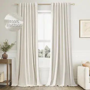 Cream 100% Blackout Linen Curtains 96 Inch Length Ceiling to Floor 2 Panels 8 FT for Living Room Bedroom Back Tab Thermal Insulated Black Out Drapes Room Darkening Window Curtain Ivory Natural Beige Cream 100% Blackout Linen Curtains 96 Inch Length Ceiling to Floor 2 Panels 8 FT for Living Room Bedroom Back Tab Thermal Insulated Black Out Drapes Room Darkening Window Curtain Ivory Natural Beige