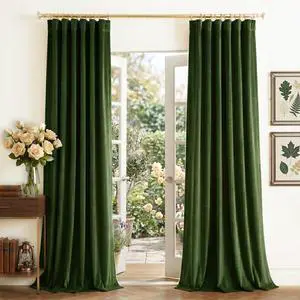 Olive Green Blackout Velvet Curtains 96" Length 2 Panels for Nursery, Vision Insluated Elegant Drapes Room Darkening for Bedroom Back Tab with Pleat Tape Window Treatments, 52 inch Wide Olive Green Blackout Velvet Curtains 96" Length 2 Panels for Nursery, Vision Insluated Elegant Drapes Room Darkening for Bedroom Back Tab with Pleat Tape Window Treatments, 52 inch Wide