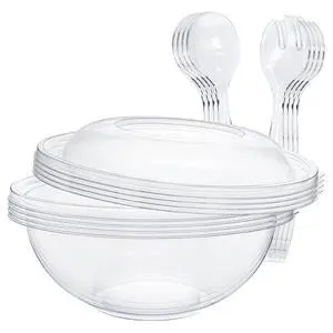 Clear Plastic Serving Salad Bowl Sets, 160 Oz 16PCS in 4 SETS - Round Large Disposable Bowls Clear Plastic Serving Salad Bowl Sets, 160 Oz 16PCS in 4 SETS - Round Large Disposable Bowls