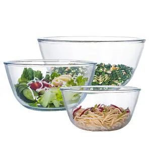 Glass Mixing Bowl Set of 3 for Kitchen, Baking, Prepping, Serving, Cooking 1.1QT, 2.5QT, 4.2QT Large Salad Bowl Set, High Brosilicate Bowl Set, Stackable, Non-toxic, Microwavable, Great Gift Glass Mixing Bowl Set of 3 for Kitchen, Baking, Prepping, Serving, Cooking 1.1QT, 2.5QT, 4.2QT Large Salad Bowl Set, High Brosilicate Bowl Set, Stackable, Non-toxic, Microwavable, Great Gift