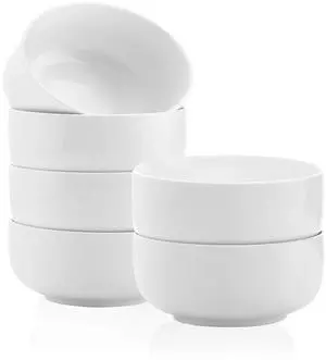 Porcelain Bowl Set - 32 Ounce for Cereal, Salad and Soup, Bowls for Kitchen, Microwave and Dishwasher Safe - Set of 6, White Porcelain Bowl Set - 32 Ounce for Cereal, Salad and Soup, Bowls for Kitchen, Microwave and Dishwasher Safe - Set of 6, White