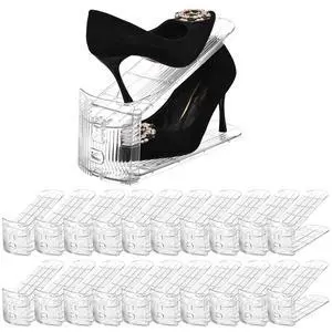 Shoe Slots Organizer20 Pack Clear Shoe Stackers for a Pair of Shoes,Adjustable Shoe Rack with Three LevelsShoe Storage Shoe Space Saver Shoe Slots Organizer20 Pack Clear Shoe Stackers for a Pair of Shoes,Adjustable Shoe Rack with Three LevelsShoe Storage Shoe Space Saver