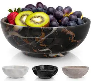 8" Luxury Black Marble Decorative Bowl for Coffee Table - Elegant Decorative Fruit Bowl for Kitchen Counter - Heavy Stone Entryway Catch All for Keys, Potpourri Holder Centerpiece, Medium 8" Luxury Black Marble Decorative Bowl for Coffee Table - Elegant Decorative Fruit Bowl for Kitchen Counter - Heavy Stone Entryway Catch All for Keys, Potpourri Holder Centerpiece, Medium