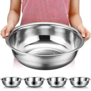 4 Pcs Stainless Steel Mixing Bowls Metal Mixing Bowls Extra Large Basin Salad Basin Deeper Edge Dishwasher Safe Mirror Finish for Home and Commercial, Silver (13 Inch 8 Qt) 4 Pcs Stainless Steel Mixing Bowls Metal Mixing Bowls Extra Large Basin Salad Basin Deeper Edge Dishwasher Safe Mirror Finish for Home and Commercial, Silver (13 Inch 8 Qt)