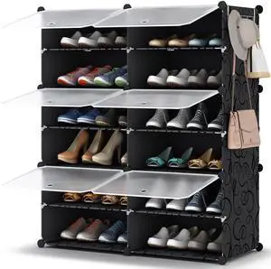 Shoe Rack Organizer, 6 Tier Storage Cabinet 24 Pair Plastic Shoe Shelves for Closet Hallway Bedroom Entryway Shoe Rack Organizer, 6 Tier Storage Cabinet 24 Pair Plastic Shoe Shelves for Closet Hallway Bedroom Entryway
