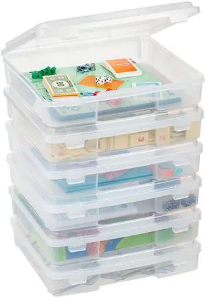 Board Game Storage Containers, 6-Pack |Made in USA| Organizers with Built-In Handle & Snap-Tight Lid for Puzzles, Scrapbook, and Fits 8.5" x 11" or A4 Papers, Thick - Clear Board Game Storage Containers, 6-Pack |Made in USA| Organizers with Built-In Handle & Snap-Tight Lid for Puzzles, Scrapbook, and Fits 8.5" x 11" or A4 Papers, Thick - Clear