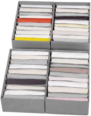 4 Packs T-shirt Drawer Organizers for Clothing,10 Grids Compartment Wardrobe Storage Box, Washable Clothes Organizer for Folded Clothes, T-shirt, Legging, Silk Scarve 4 Packs T-shirt Drawer Organizers for Clothing,10 Grids Compartment Wardrobe Storage Box, Washable Clothes Organizer for Folded Clothes, T-shirt, Legging, Silk Scarve