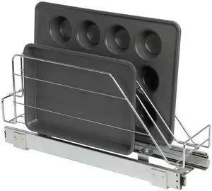 Glidez Multipurpose Chrome-Plated Steel Pull-Out/Slide-Out Storage Organizer for Cookware and Bakeware - Fits Standard Size Cabinet or Shelf, Chrome Glidez Multipurpose Chrome-Plated Steel Pull-Out/Slide-Out Storage Organizer for Cookware and Bakeware - Fits Standard Size Cabinet or Shelf, Chrome