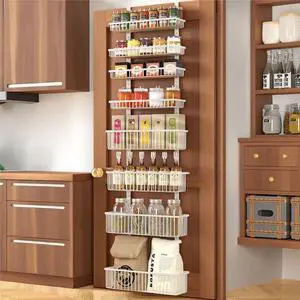 White Over The Door Pantry Organizer, Pantry Organization and Storage, Metal Hanging Spice Rack Shelves Door, Seasoning Shelves, Laundry Room Organization, House and Kitchen Essentials White Over The Door Pantry Organizer, Pantry Organization and Storage, Metal Hanging Spice Rack Shelves Door, Seasoning Shelves, Laundry Room Organization, House and Kitchen Essentials