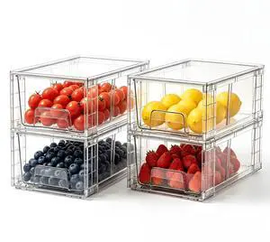 4 Pack Stackable Storage Drawers with Handles, Easy Assembly Clear Acrylic Fridge Organizer, Refrigerator Organizers and Storage for Kitchen, Under Sink, Pantry, Bathroom 4 Pack Stackable Storage Drawers with Handles, Easy Assembly Clear Acrylic Fridge Organizer, Refrigerator Organizers and Storage for Kitchen, Under Sink, Pantry, Bathroom