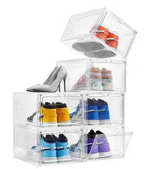 Shoe Box Organizer,Set of 6,Stackable Plastic Shoe Box with Clear Door, Shoe Storage Box Containers,For Display Sneakers,Easy Assembly,Fit up to US Size 12(13.4x 10.6x 7.4) Shoe Box Organizer,Set of 6,Stackable Plastic Shoe Box with Clear Door, Shoe Storage Box Containers,For Display Sneakers,Easy Assembly,Fit up to US Size 12(13.4x 10.6x 7.4)