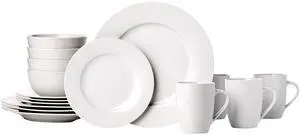 16-Piece Porcelain Dinnerware Set, Microwave and Dishwasher Safe, Service for 4, Plates, Bowls and Mugs, White 16-Piece Porcelain Dinnerware Set, Microwave and Dishwasher Safe, Service for 4, Plates, Bowls and Mugs, White