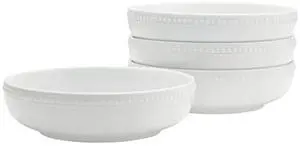 White by Fitz and Floyd Beaded Dinner Pasta Bowls, Set of 4 White by Fitz and Floyd Beaded Dinner Pasta Bowls, Set of 4